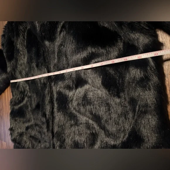Black Faux Fur Hooded Coat, Women’s Medium - Picture 9 of 10